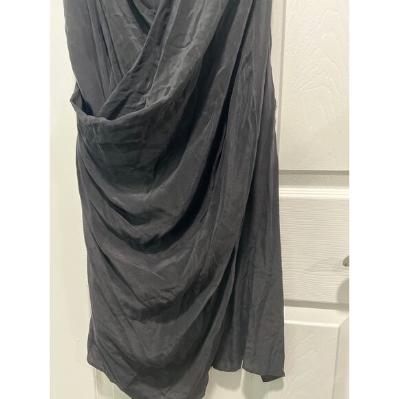 AllSaints Spitalfields Draped Silk Black Dress Size 10 - Picture 4 of 7
